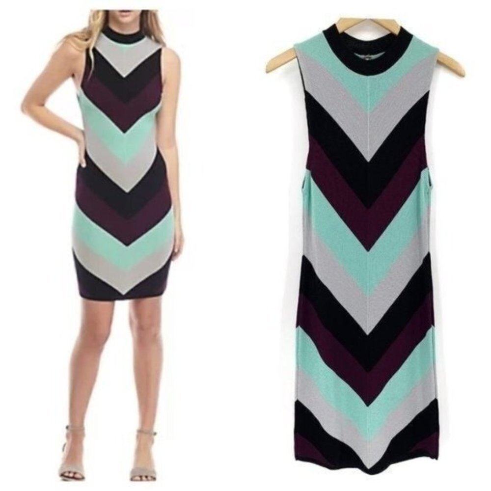 Free People Knit Got You Chevron Sleeveless Bodycon Stretchy Large Dress NWT